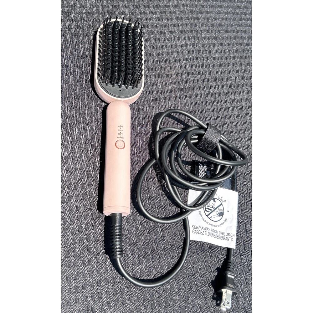 L'ange Hair Mane Pass 2-In-1 Heated Straightening Brush Blush Color
